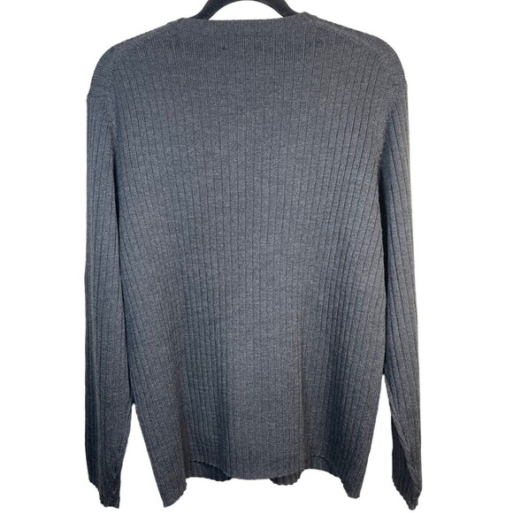 BROOKS 346 Fine Italian Merino Wool V-neck Pullover Sweater, Gray Size Large - Picture 2 of 9